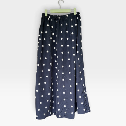 High-Waisted Taffeta Midi Skirt in Navy Dots from "The Occasion by Old Navy" Size MT