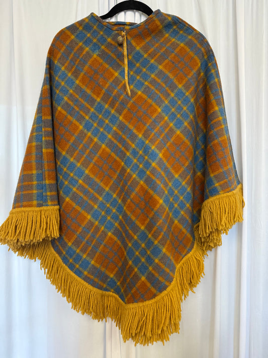 Vintage 60s/70s Fall Plaid Poncho