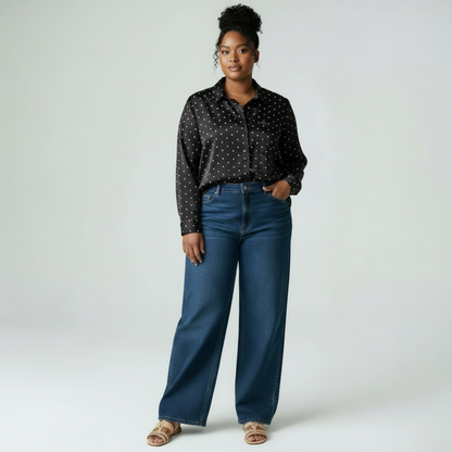 NWT Gap Black & White Polka Dot Boyfriend Shirt, Size XXL