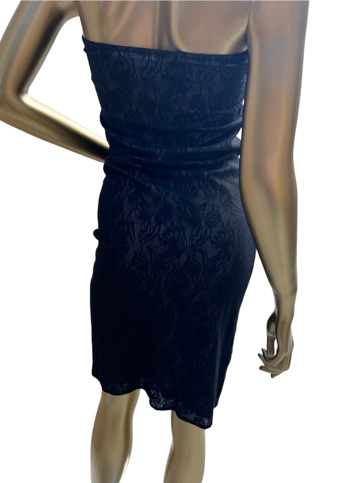Vivienne Tam Vintage Black Lace Strapless Tube Dress, size 0
