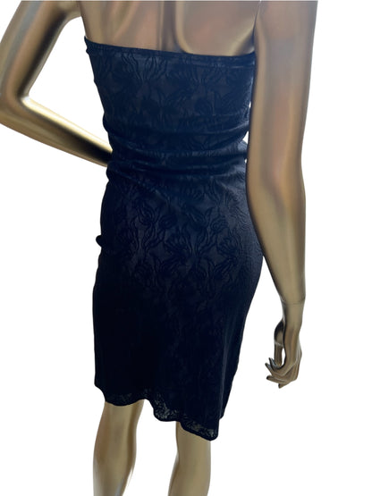 Vivienne Tam Vintage Black Lace Strapless Tube Dress, size 0