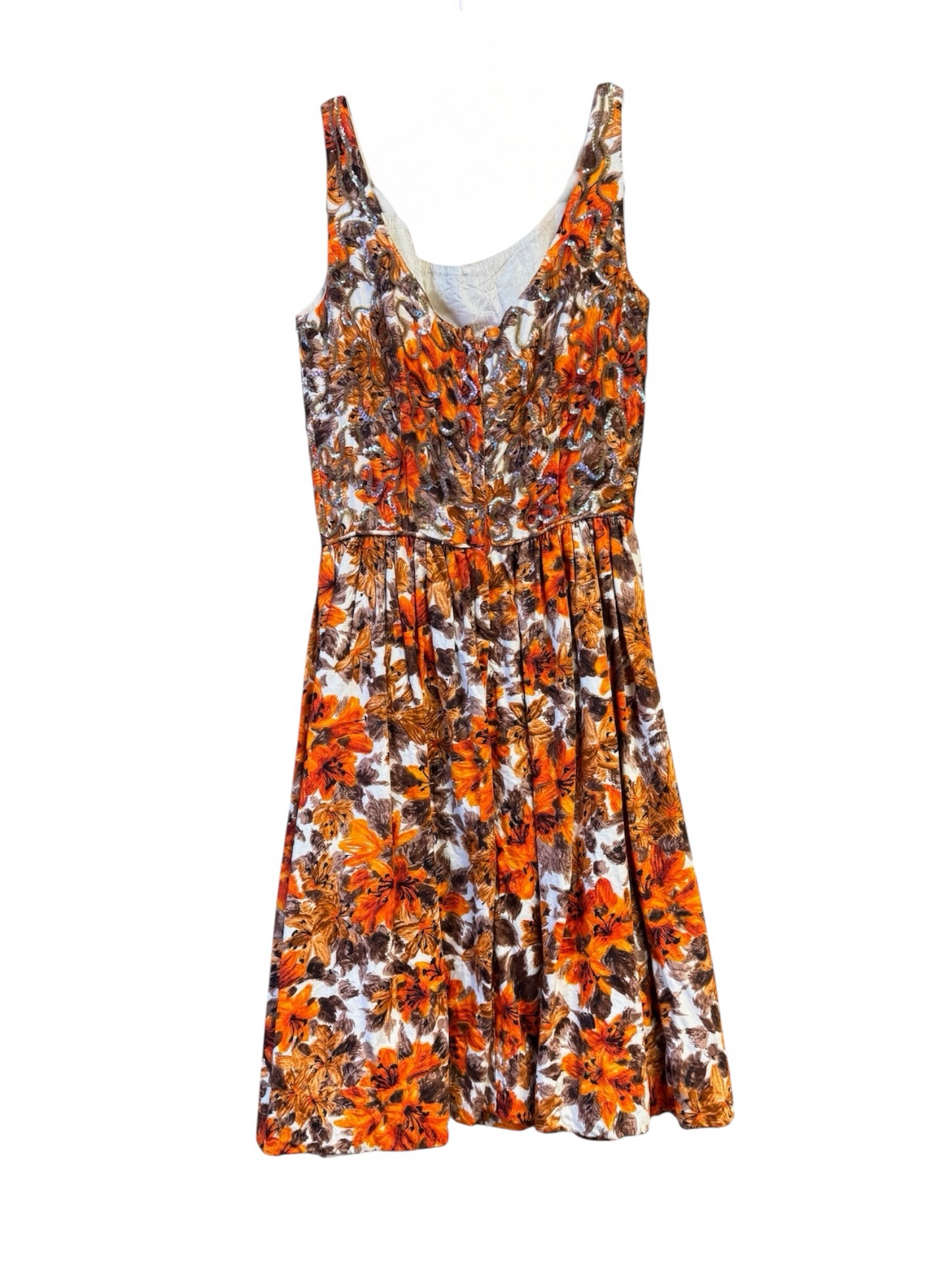 Vintage 1950s Floral Cocktail Dress, size xs