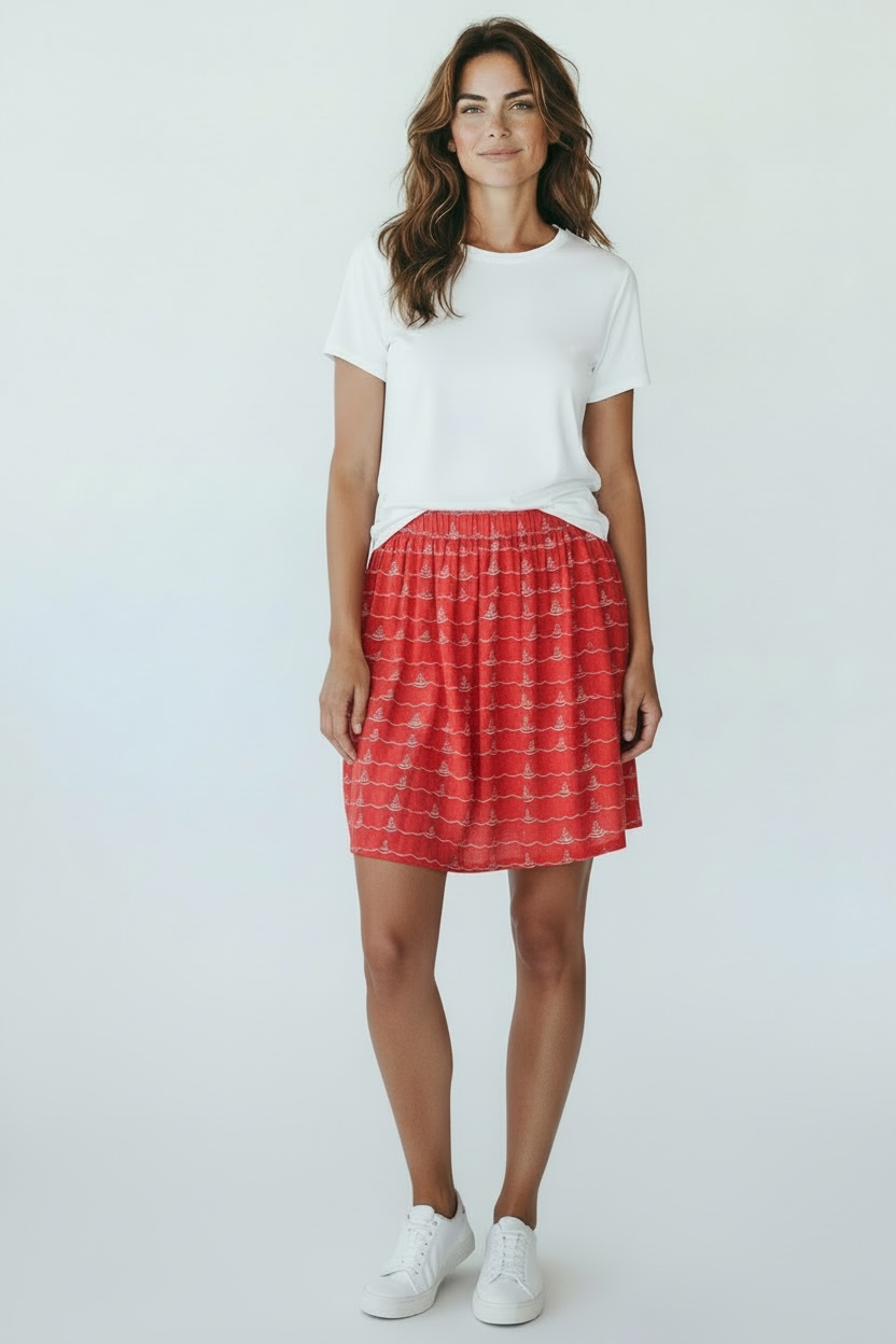 Vintage Brooklyn Industries Red Sailboat Skirt, size L