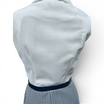 Vintage 70s Trompe L’oeil Day Dress, Mod Poly Houndstooth, Size S