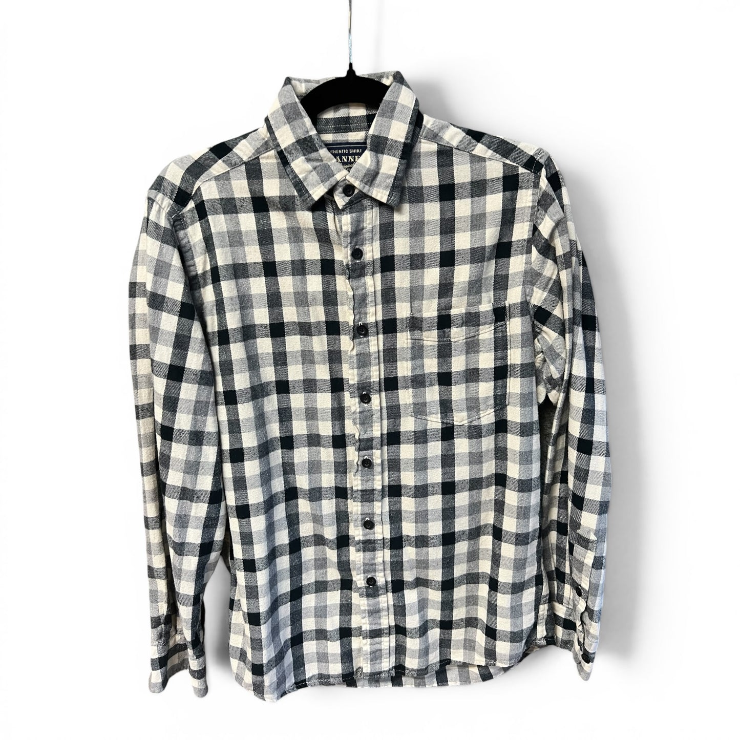 Uniqlo Black & White Plaid Flannel Button Down Shirt, size xs