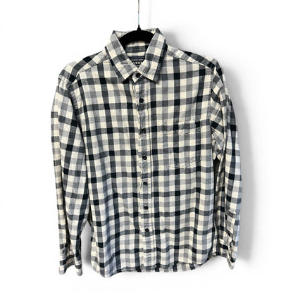 Uniqlo Black & White Plaid Flannel Button Down Shirt, size xs