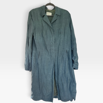 Archival 90s Vintage JIGSAW Made in England Black Linen Duster Coat, Size L