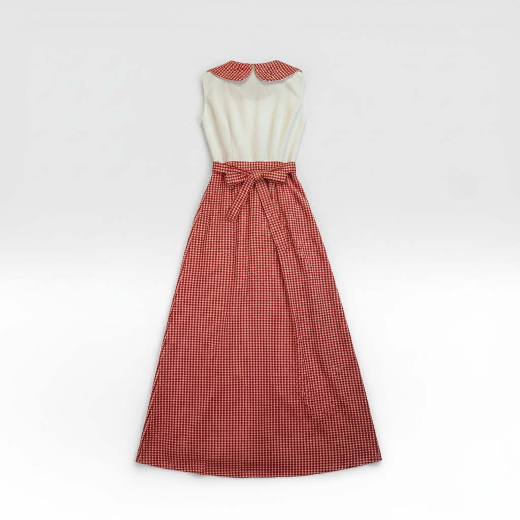 Vintage 60’s/70’s Red Gingham Maxi Dress, sz m