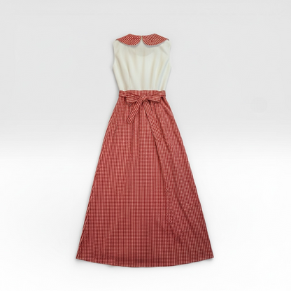 Vintage 60’s/70’s Red Gingham Maxi Dress, sz m
