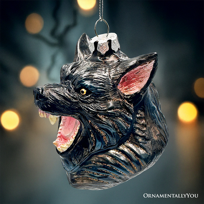 Classic Werewolf Horror Theme Glass Ornament