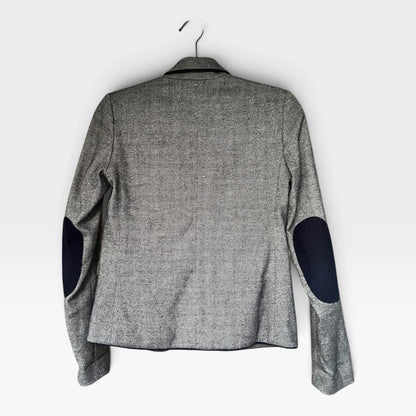Gap - The Academy Blazer - Gray Wool Blend Tweed Blazer - Elbow Patches, Size 0