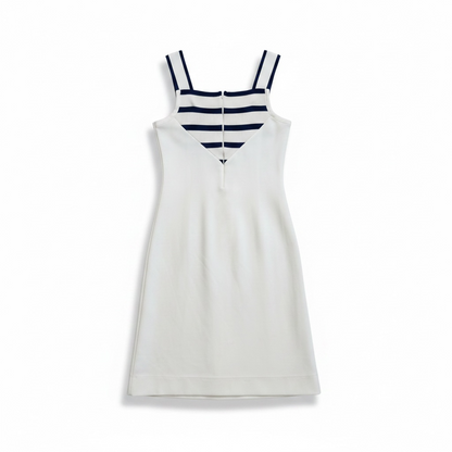 Vintage White and Navy Striped 60’s Tennis Dress, Size Small