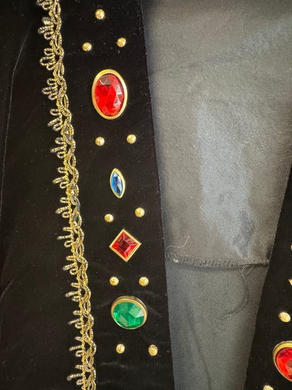 Vintage Black Velvet Blazer with Jewels, size medium