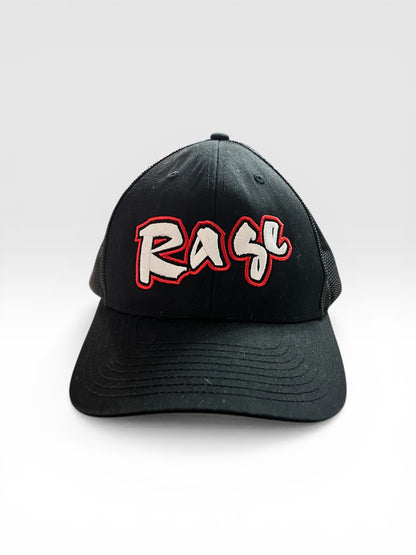 “Rage” Black Trucker Hat, Adjustable Size