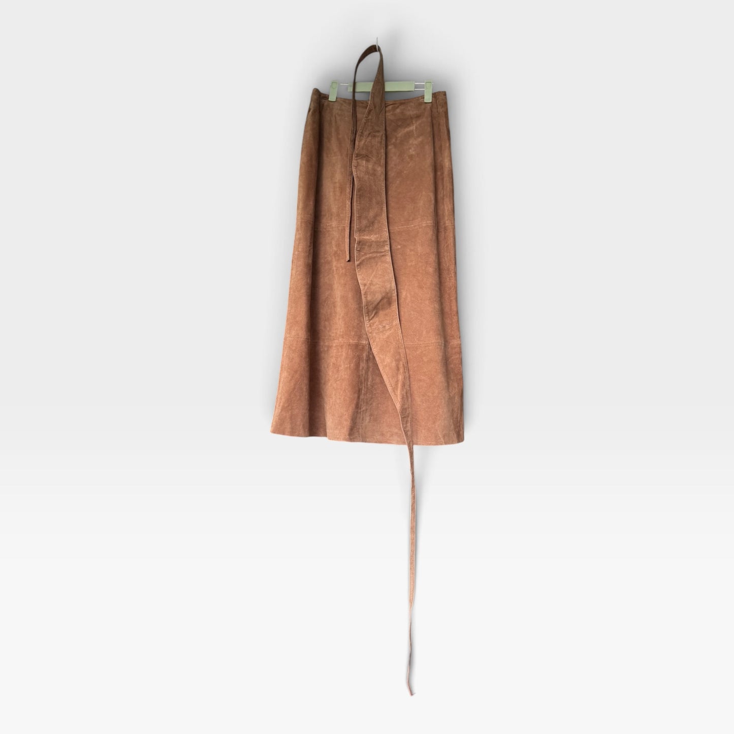 Vintage Willi Smith Real Suede Paneled Maxi Skirt - Camel Brown Vtg Size 12
