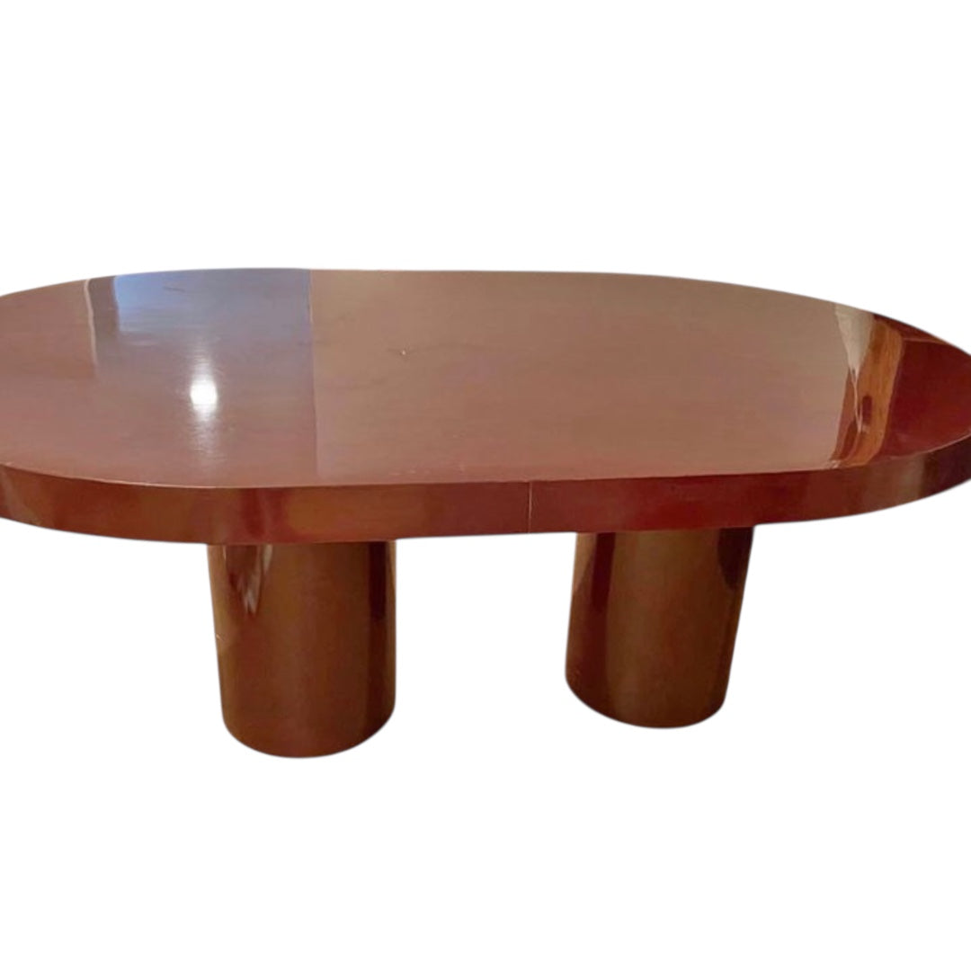 Red Lacquer Modernist Pedestal Dining Table