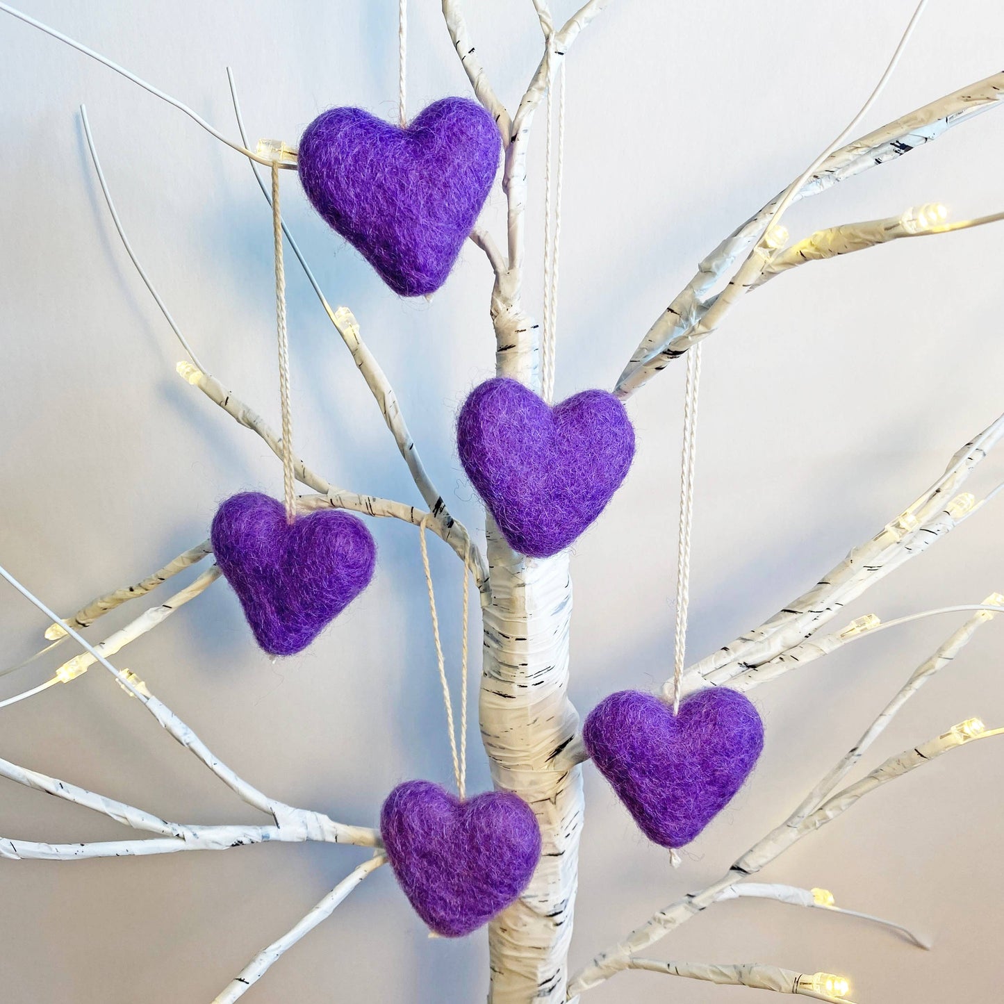 Felt Heart Ornament Singles Purple
