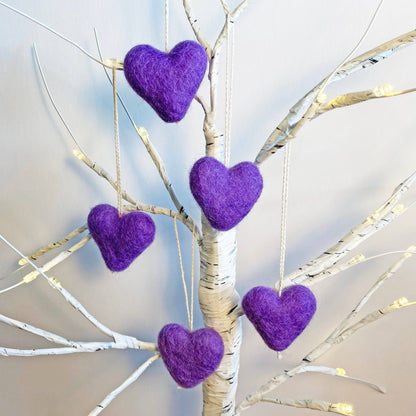 Felt Heart Ornament Singles Purple
