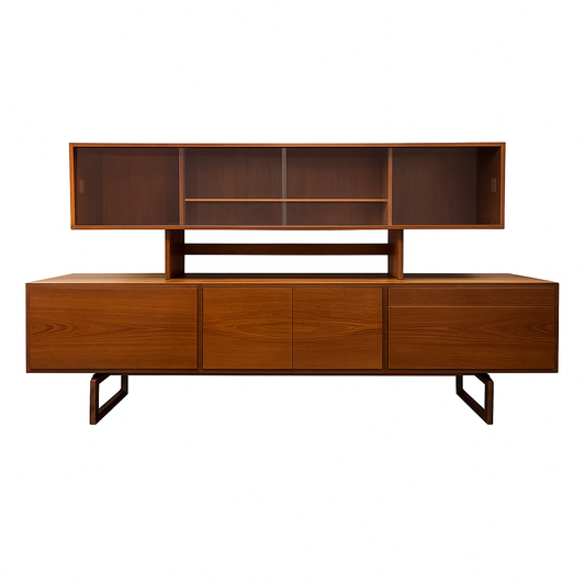 Iconic Mid-Century Modern Teak Credenza & Hutch — Timeless Danish Design Sideboard / Buffet / Storage Cabinet