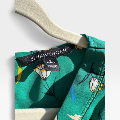 41 Hawthorn Midnight Scallop Detail Floral Tulip Dress in Green, Size MP