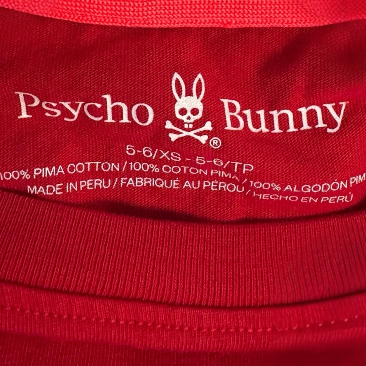 Psycho Bunny Kids Red T-shirt, size xs 5-6