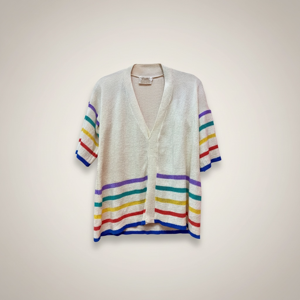 Vintage Sweater with Rainbow Stripes by Sheridan Creations, size m/l