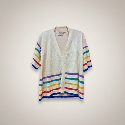 Vintage Sweater with Rainbow Stripes by Sheridan Creations, size m/l