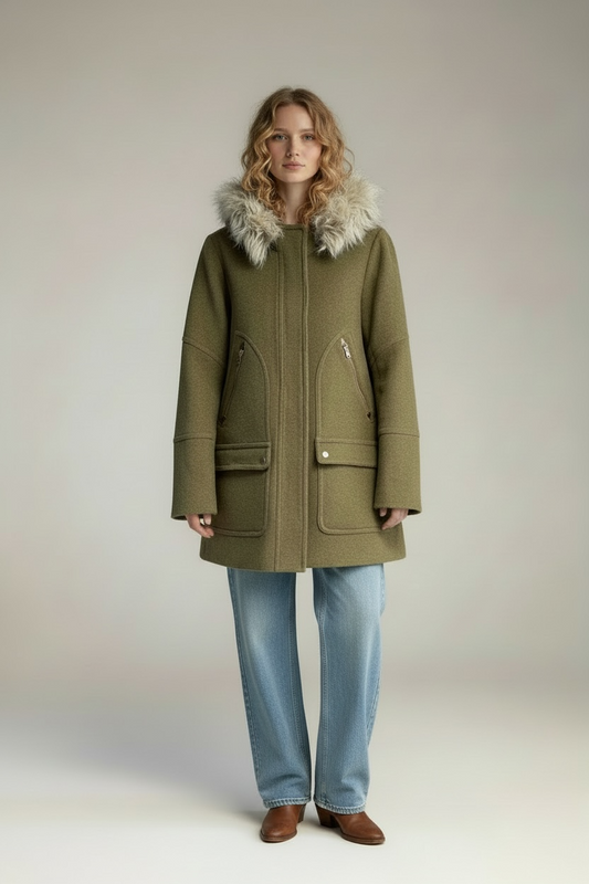 J. Crew Stadium Cloth Coat, Green, size 12