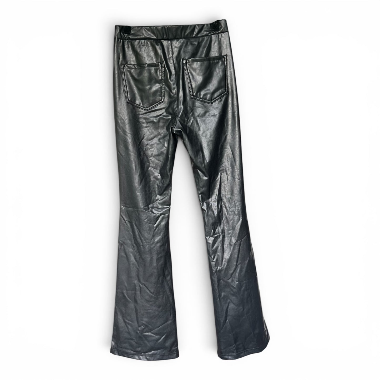 Rewash Faux Leather Pull-On Style Bootcut Black Pants, Size M
