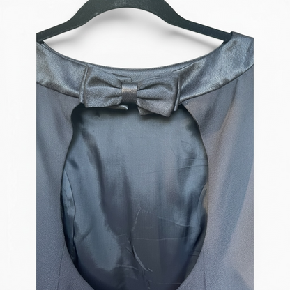 Vintage Papéll Boutique Formal Black Column Dress with Cut-Out Back, Size 8