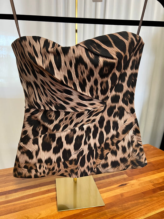 NWT Roberto Cavalli Leopard Bustier Top size 38
