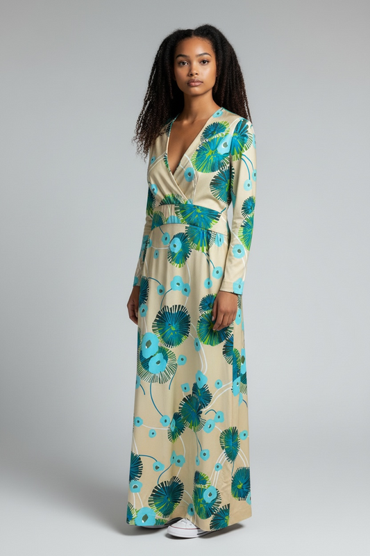 Vintage 70's Floral Maxi Dress, size m