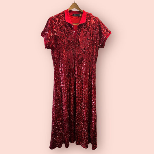 Ralph Lauren Polo Red Sequined Long Dress - size XXL