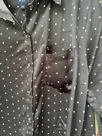 NWT Gap Black & White Polka Dot Boyfriend Shirt, Size XXL