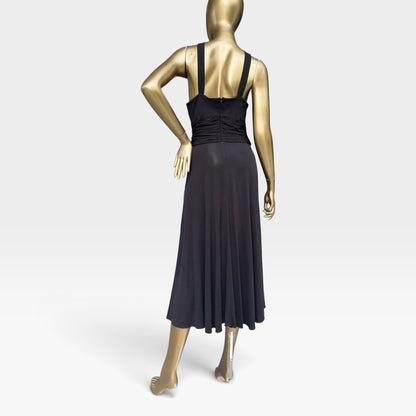 Anne Klein Dress Black Halter Neck Midi Dress, Size 6