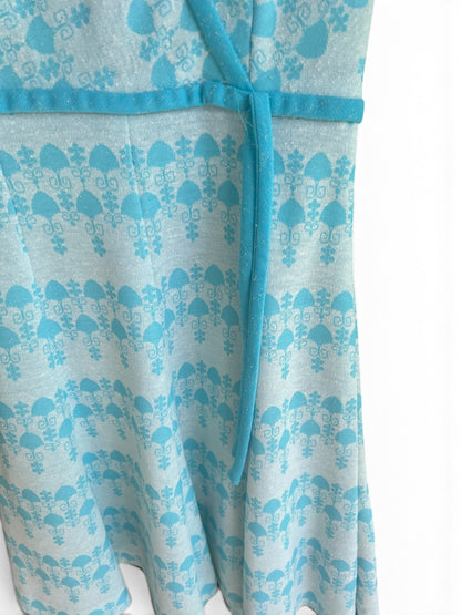 Vintage Kay Windsor Aqua Wrap-Style A-Line Dress, Size XS