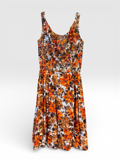 Vintage 1950s Floral Cocktail Dress, size xs