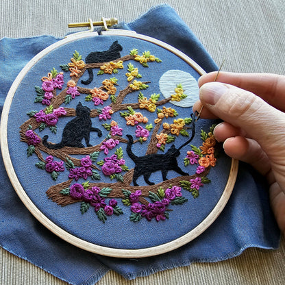 Cats & Full Moon Embroidery Kit