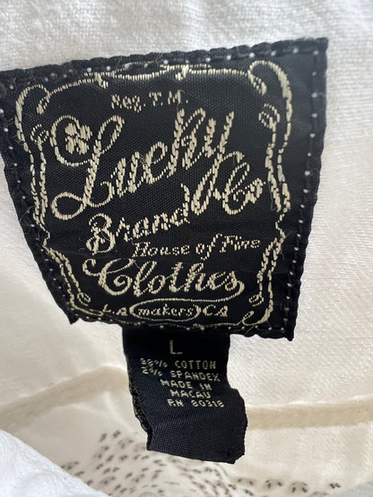 Lucky Brand White Studded Jean Jacket, size large