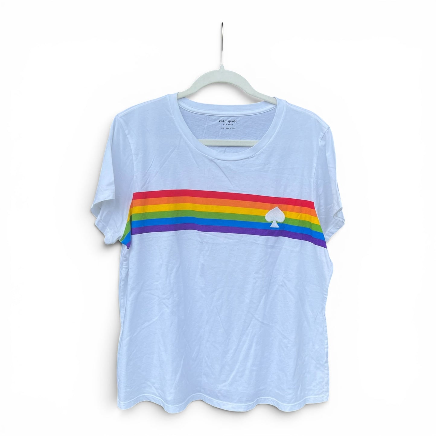 EUC Kate Spade Rainbow Stripe + Spade Tee, size xxl