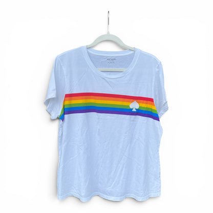 EUC Kate Spade Rainbow Stripe + Spade Tee, size xxl
