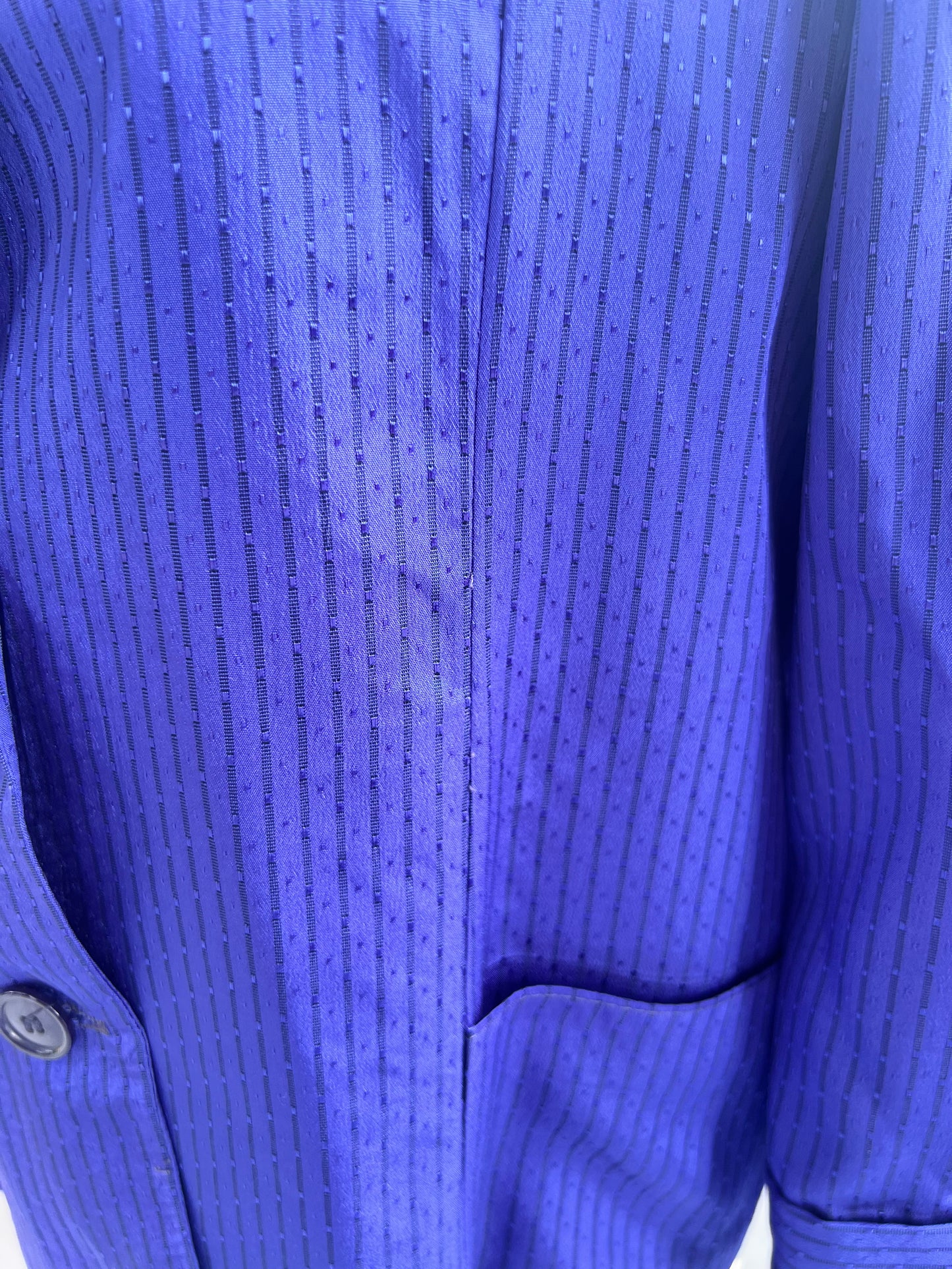 Vintage Purple Striped Single Button Blazer | Lightweight Boxy Crop Jacket, Size M/L