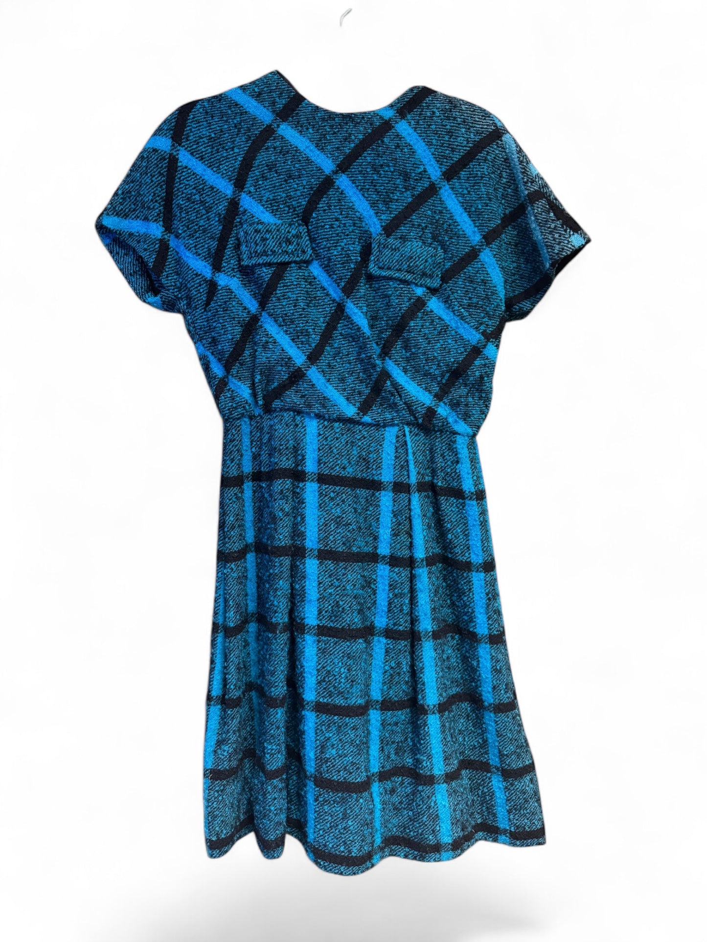 Vintage Mr Sherman of London, England 1950s Wool Plaid Dress, size m