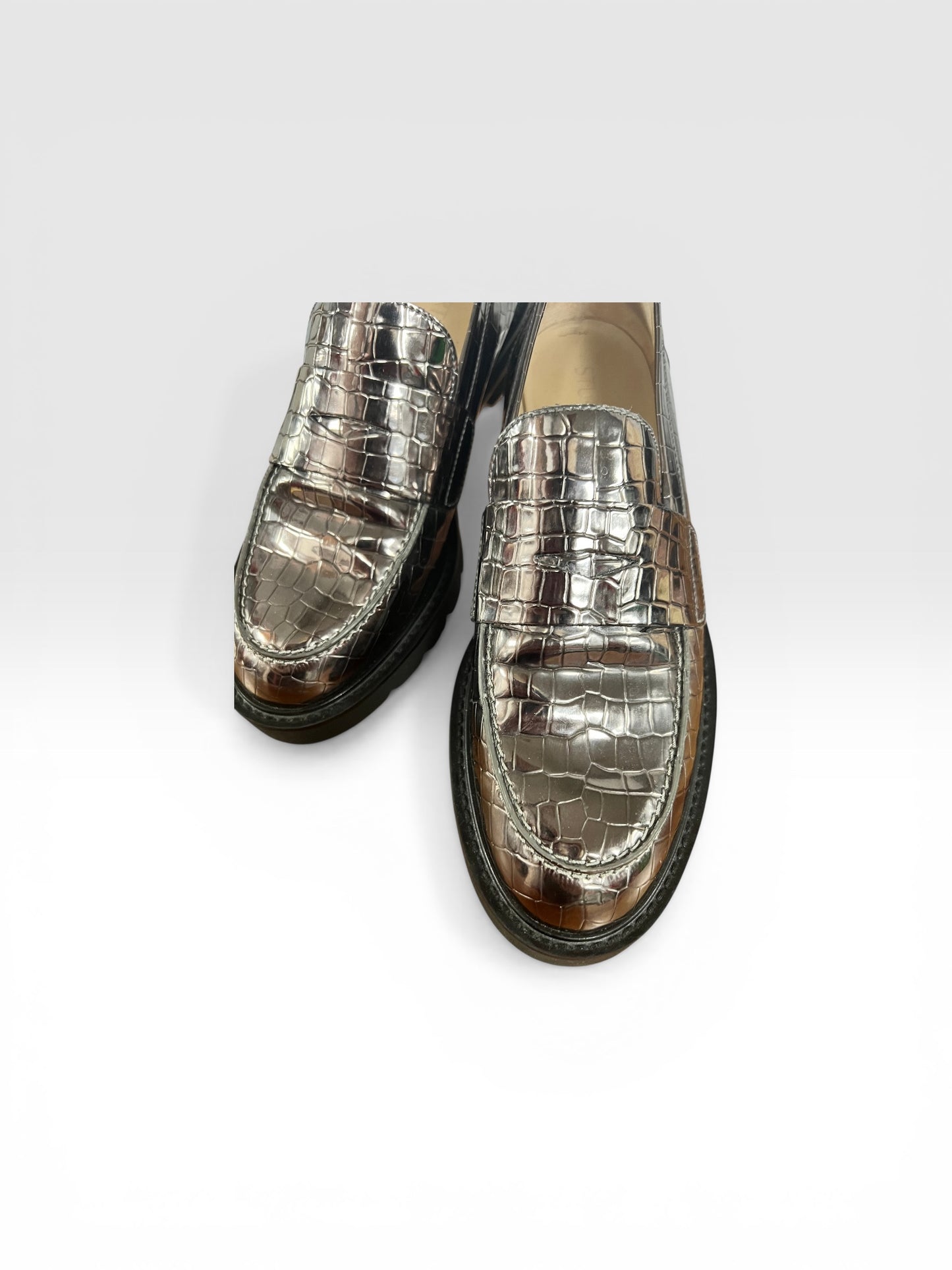 Stuart Weitzman Metallic Loafers size 8.5