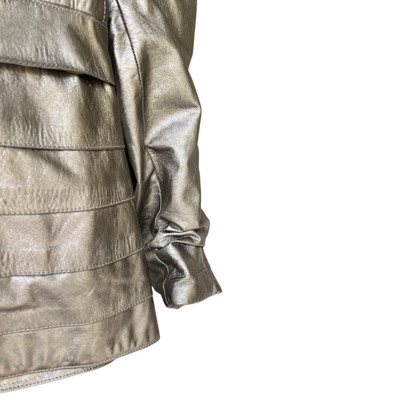 Vintage Ralph Lauren Collection Purple Label Leather Pewter Jacket, Size 6