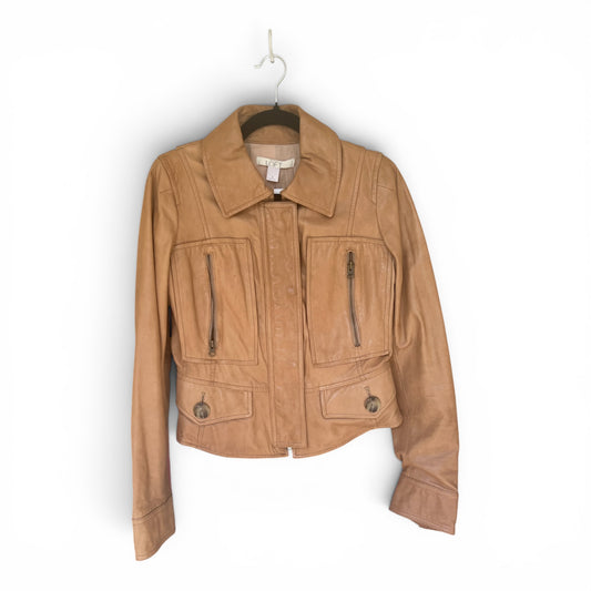 Loft Genuine Leather Tan Jacket, Size 6