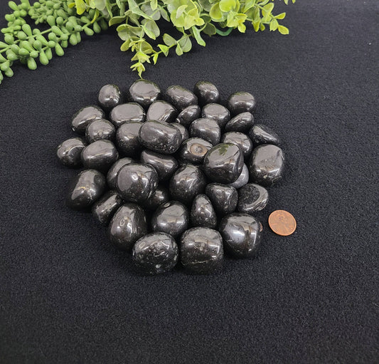 Tumbled Black Tourmaline — Grounding & Protection Stone (+ Dirty Witch pouch)