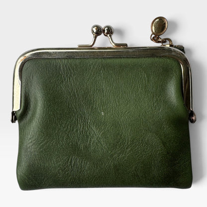 Olive Green Vintage-Style Kiss-Lock Wallet / Coin Purse, Pre-Owned, Unused