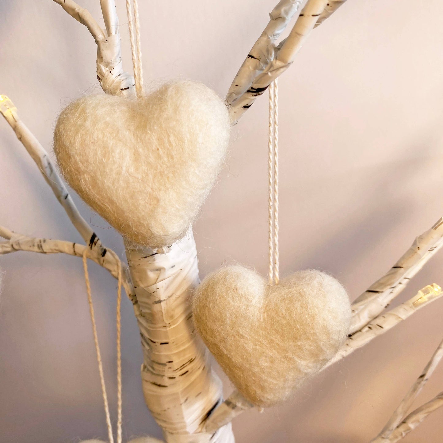 Felt Heart Ornament Singles Fresh Cream
