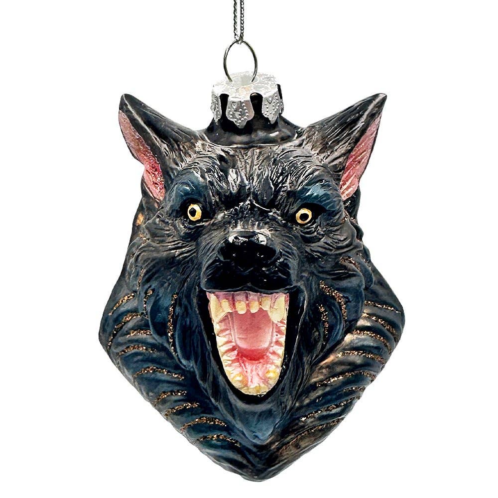 Classic Werewolf Horror Theme Glass Ornament